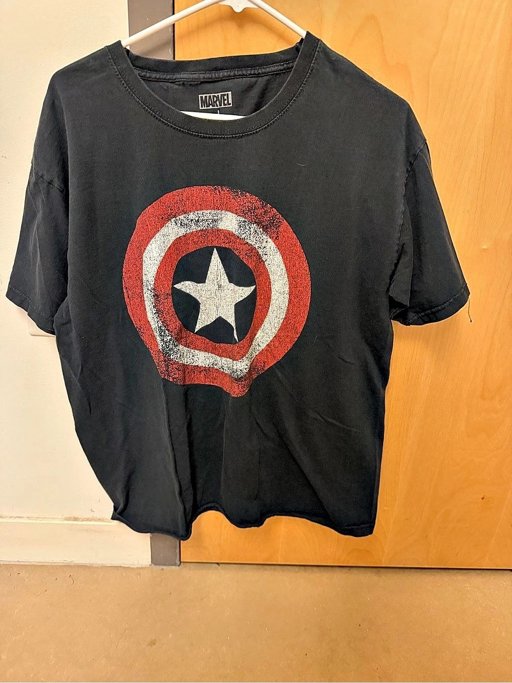 Marvel Captain America Distressed Shield Graphic T-Shirt Black